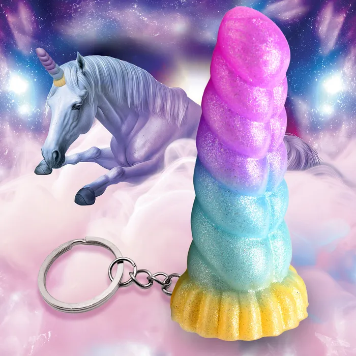 Female Sex Toys XR Brands Mystique Unicorn Mini Dildo Key Chain