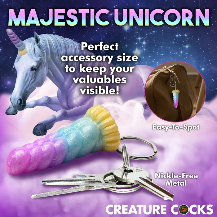 Female Sex Toys XR Brands Mystique Unicorn Mini Dildo Key Chain