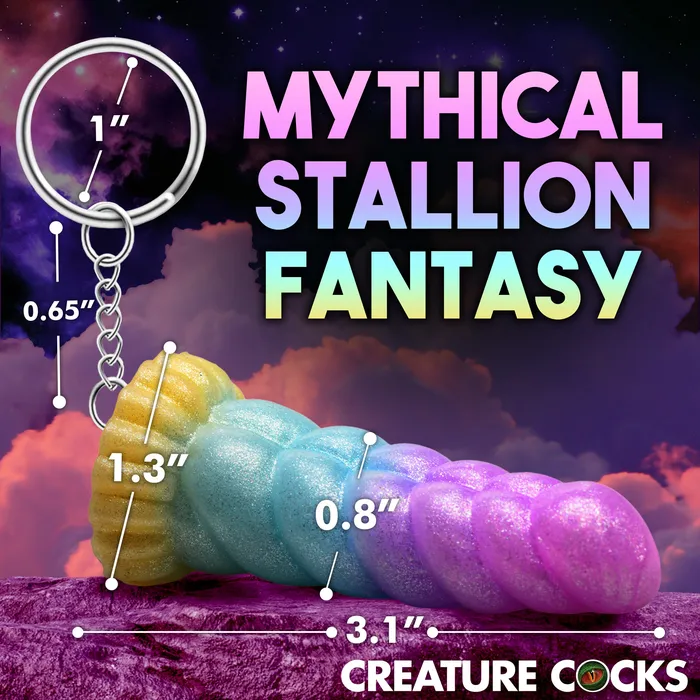 Female Sex Toys XR Brands Mystique Unicorn Mini Dildo Key Chain