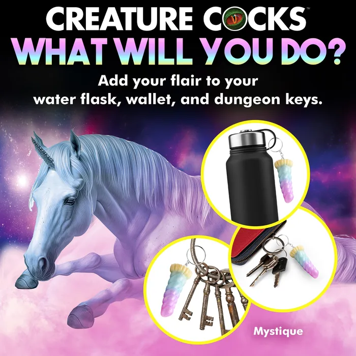 Female Sex Toys XR Brands Mystique Unicorn Mini Dildo Key Chain
