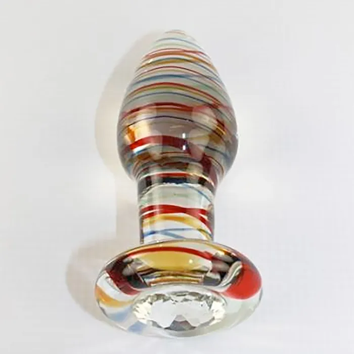 Glass Erotic Play Rainbow Swirl Anal Plug Castle Megastore Anal