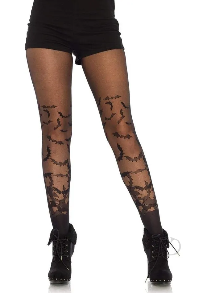 Hosiery Bat Wing Sheer Tights Os Blk Leg Avenue