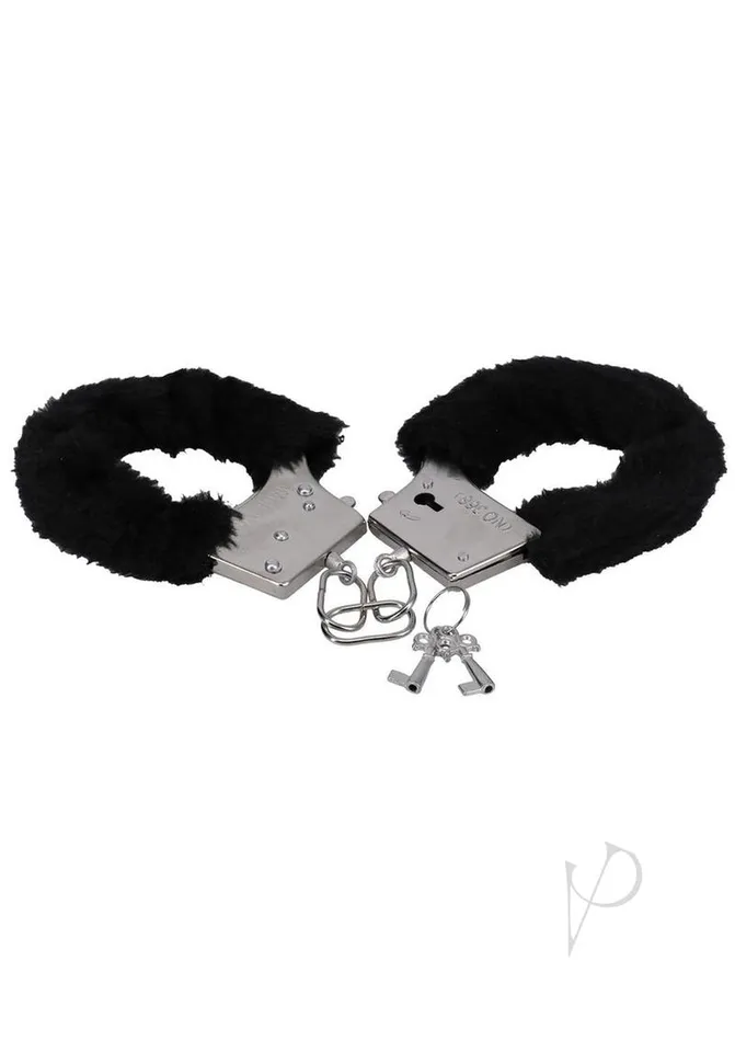 In A Bag Furry Handcuffs Black Doc Johnson Enterprises Anal