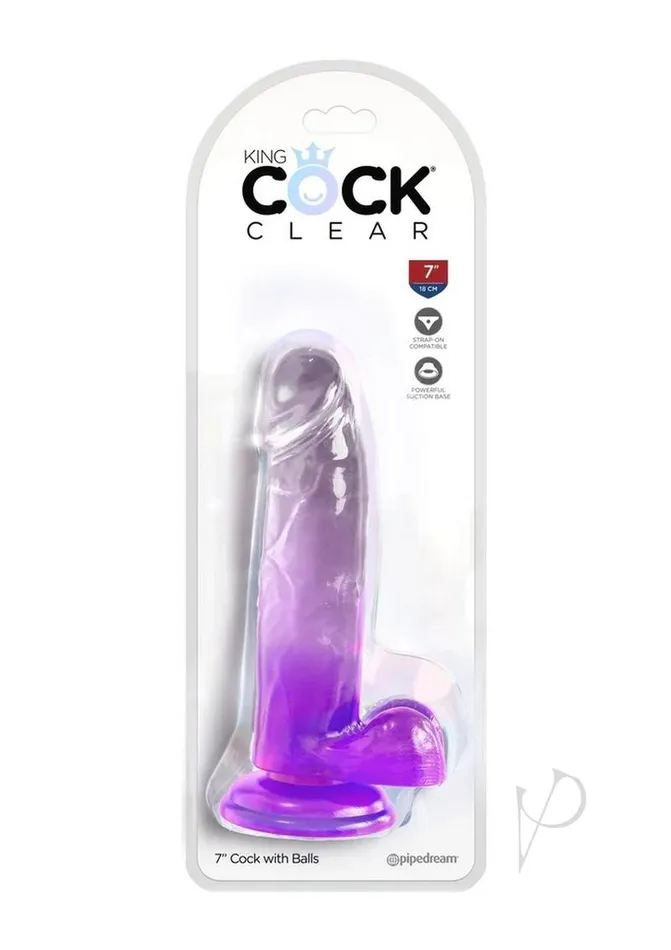 Kc 7 Cock Clear Wballs Purple King Cock Dildos