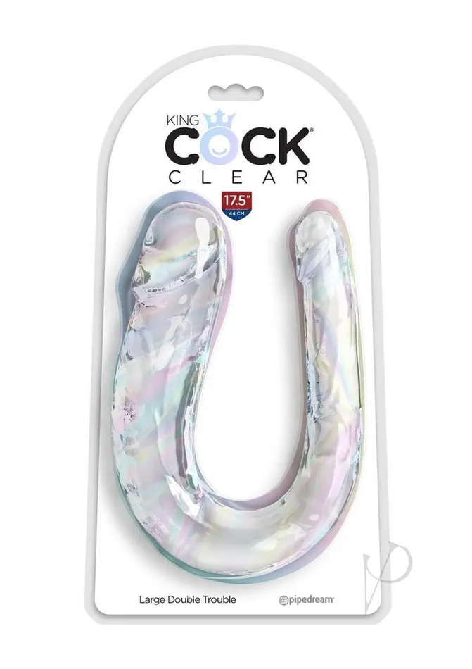 King Cock Dildos Kc Clear Double Trouble Lrg