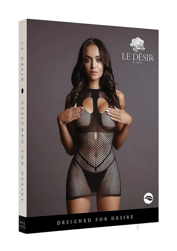 Le Desir Female Sex Toys Duo Net Open Cup Mini Dress Os Blk