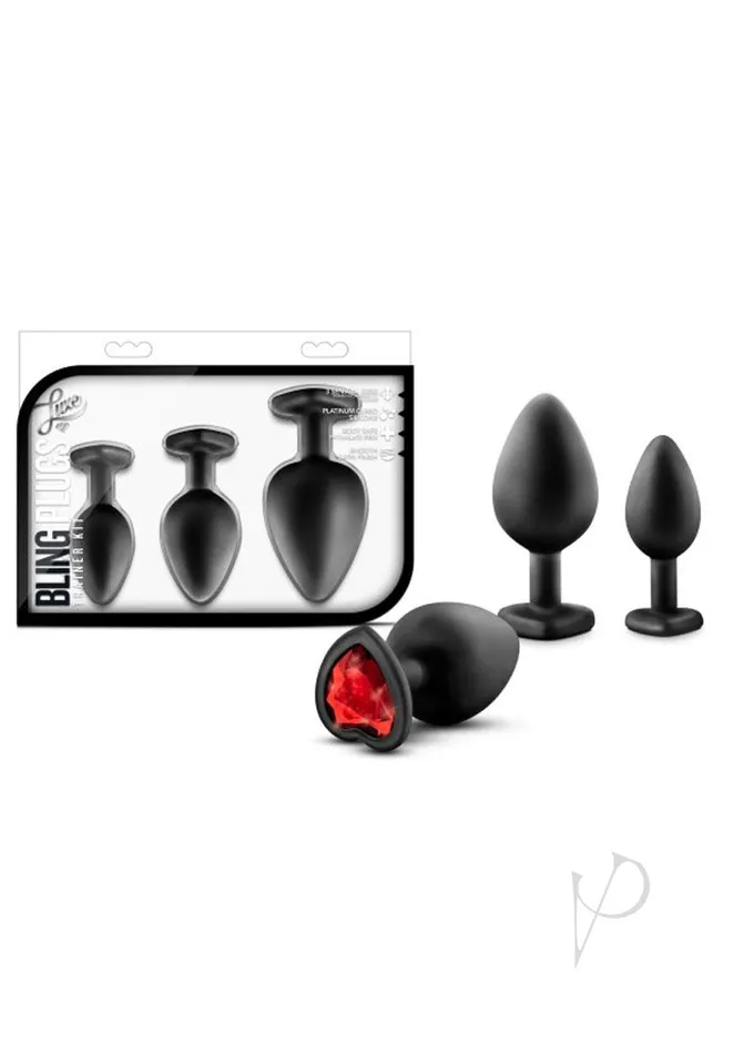 Luxe Anal Luxe Bling Plugs Train Kit Blkred Gems