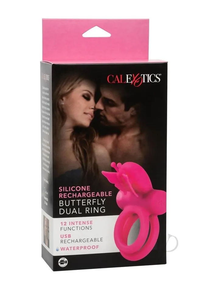 Male Sex Toys Couples Enhancers Silicone Recharge Dual Butterfly Ring